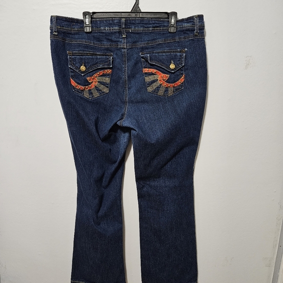 Southpole Sz 20 Vintage Women Blue Denim Embelleshed Boot Cut Jeans Y2K 90s - Picture 2 of 9